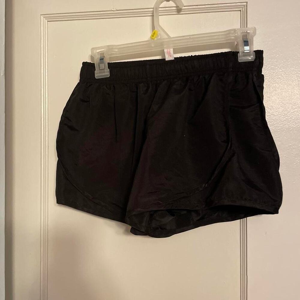 Black athletic shorts with elastic